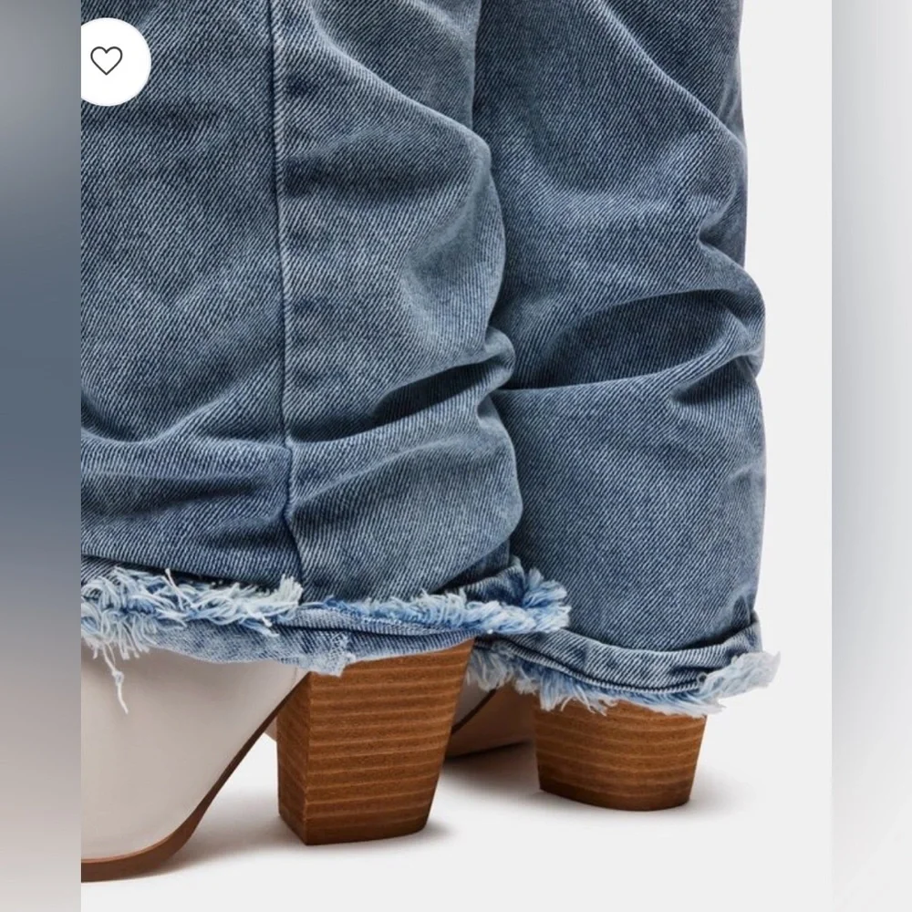 Steve Madden Lassy Denim Cowboy Boot Frayed Hem Western Festival | Size 5M - Picture 5 of 16